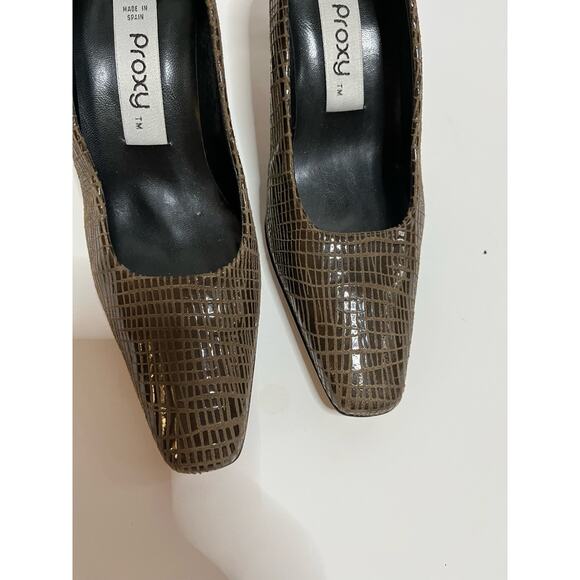 Vintage Proxy Made In Spain Leather snake embossed 2 1/2" block heels 7 1/2 NEW‎ - Picture 4 of 5
